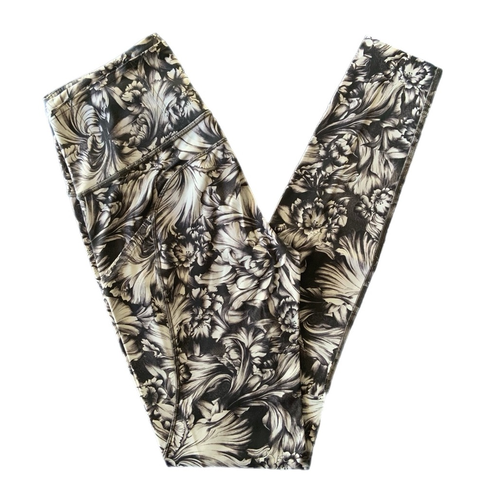 Lululemon Fast & Free Crop II Legging *Nulux 28” Night Garden Ice Grey Black - Picture 6 of 14